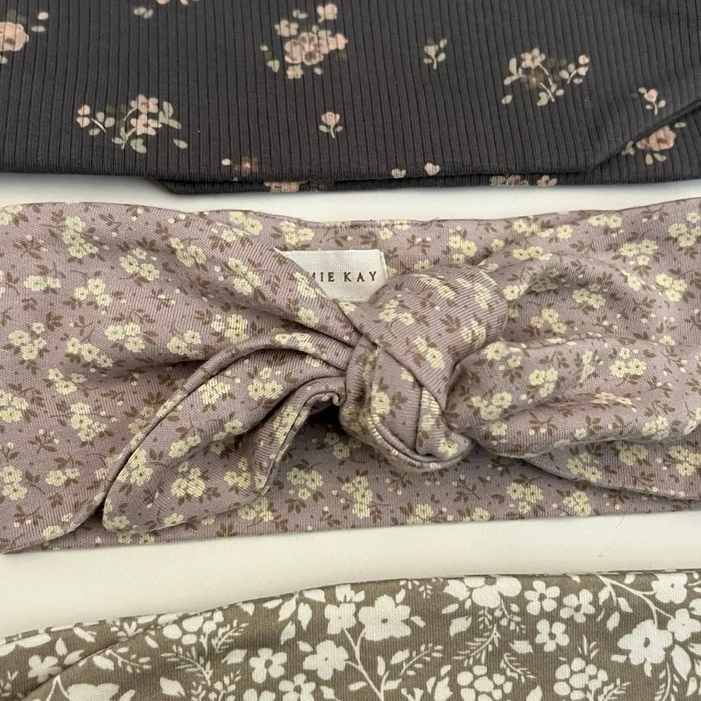 Jamie Kay Floral Headband Trio in Black, Purple, and Brown